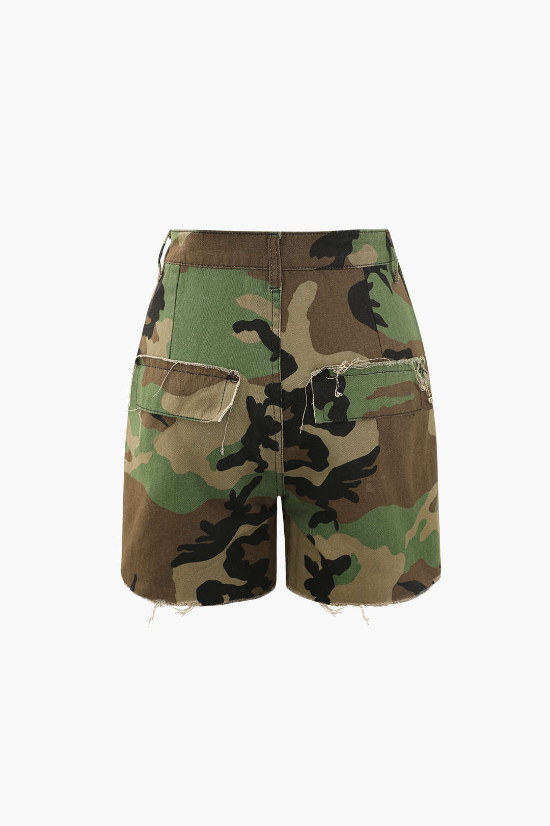 Retro Camo Destroyed Cargo Shorts mit Schnürung