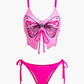 Y2K Butterfly Pattern Lace Up Bikini Set