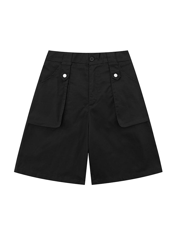 Schwarze Basic Cargo Shorts mit Großen Taschen
