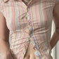 Camicia a maniche corte a righe vintage rosa