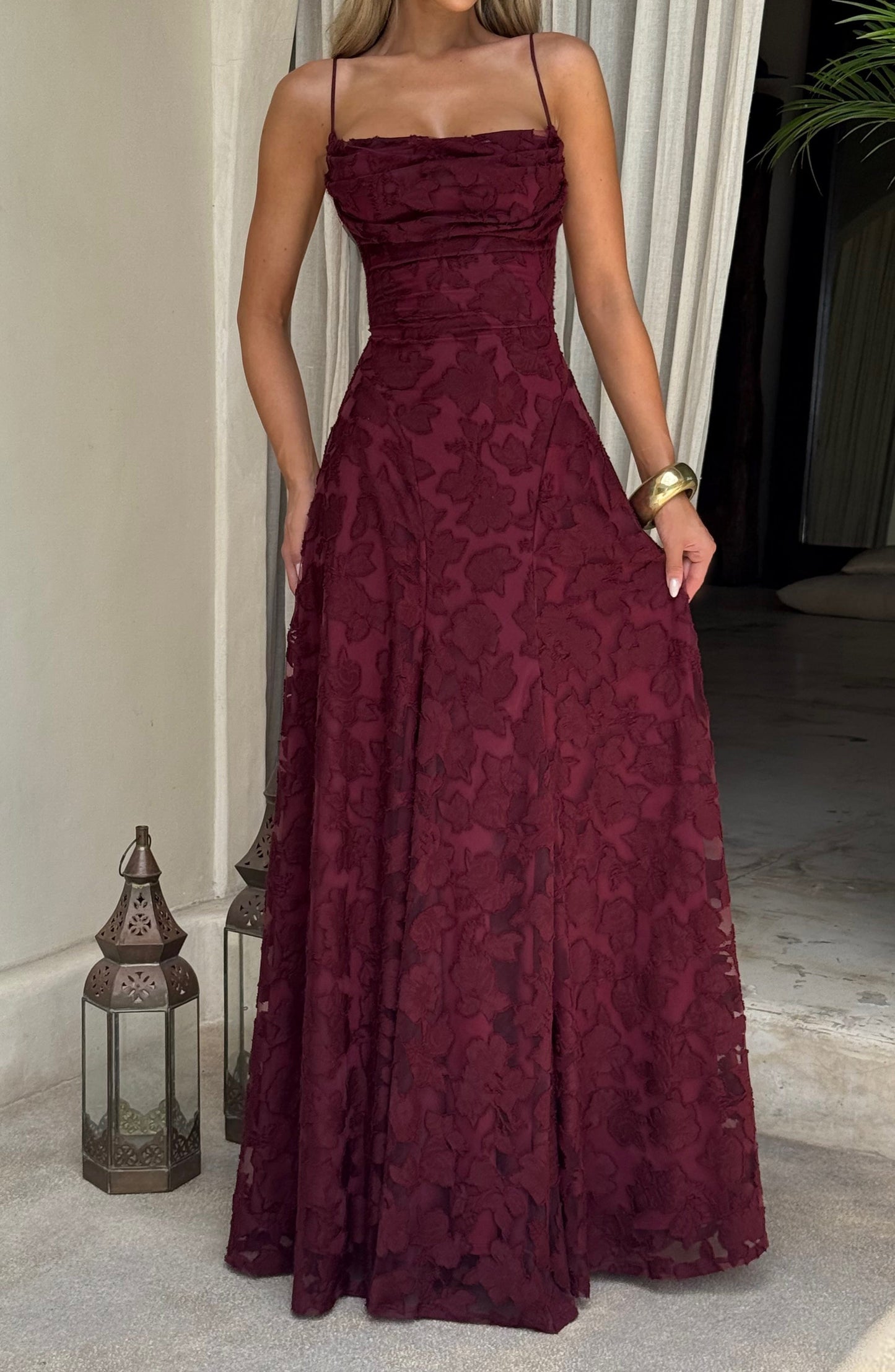 Bella maxi dress – cherry lacquer