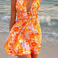 Giovanna Orangefarbenes Minikleid mit Blumenmuster