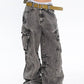 Faded Light Bleached Baggy Cargo Jeans