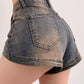 Blaue Vintage Distressed Denim Shorts mit Wascheffekt