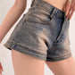 Blaue Vintage Distressed Denim Shorts mit Wascheffekt