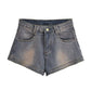 Blaue Vintage Distressed Denim Shorts mit Wascheffekt