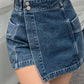 Blue Vintage Irregular High Waist Denim Shorts