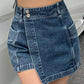 Blaue Vintage Unregelmäßige High Waist Denim Shorts