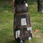 Brown vintage patchwork maxi skirt made of printed velvet