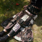 Brown vintage patchwork maxi skirt made of printed velvet