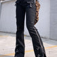 Low waist flared trousers with zip detail