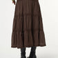 Brown Vintage Tiered Midi Skirt