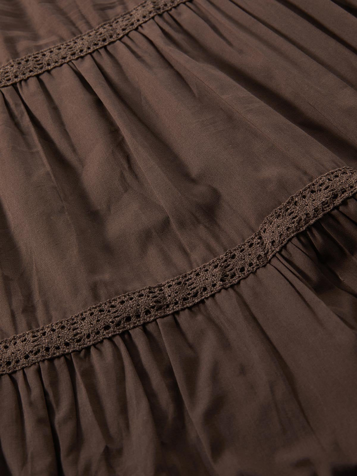 Brown Vintage Tiered Midi Skirt