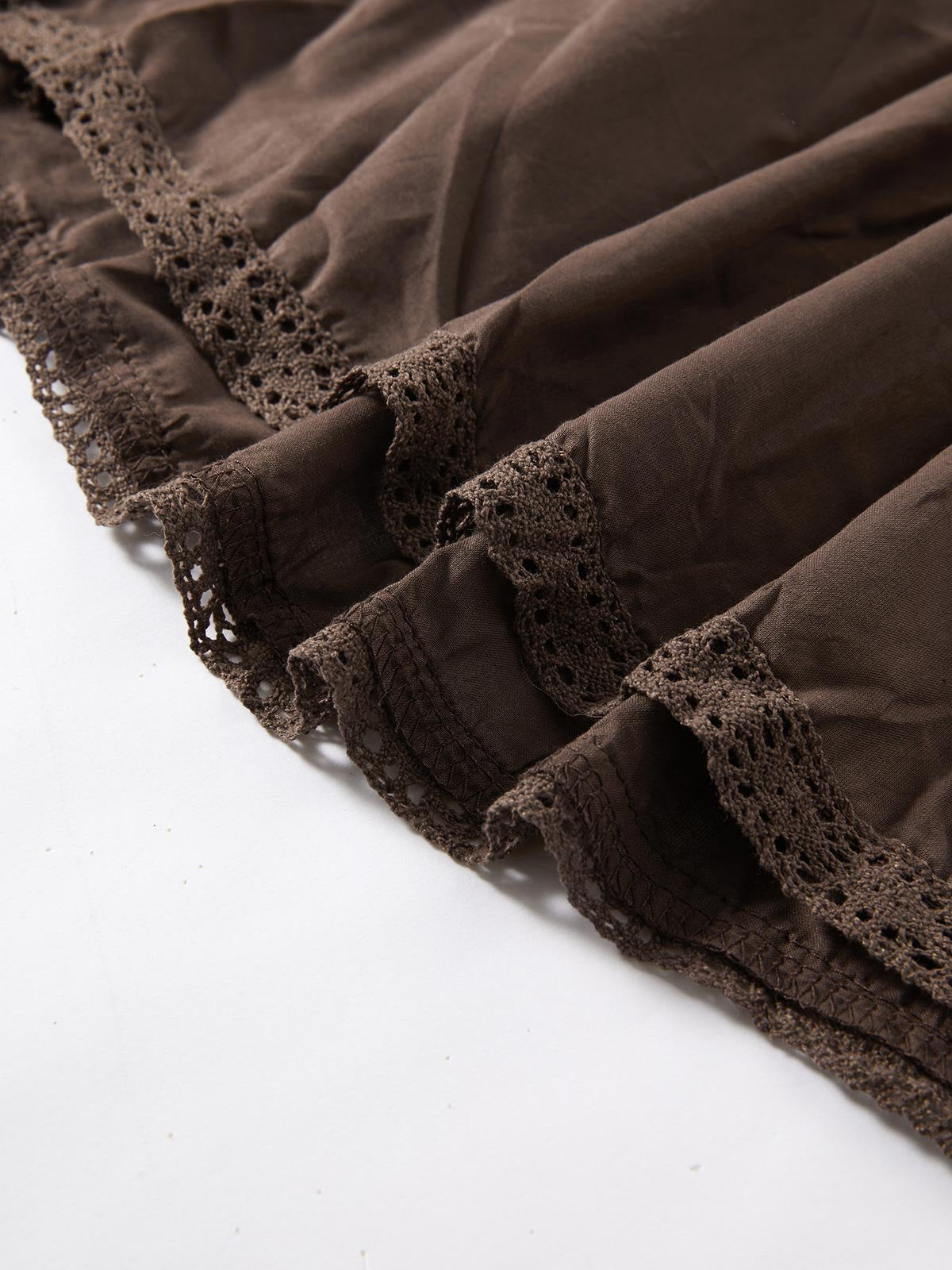 Brown Vintage Tiered Midi Skirt