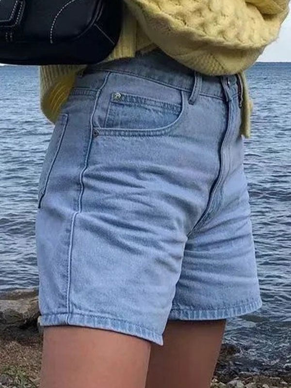 Basic Verwaschene Jeansshorts