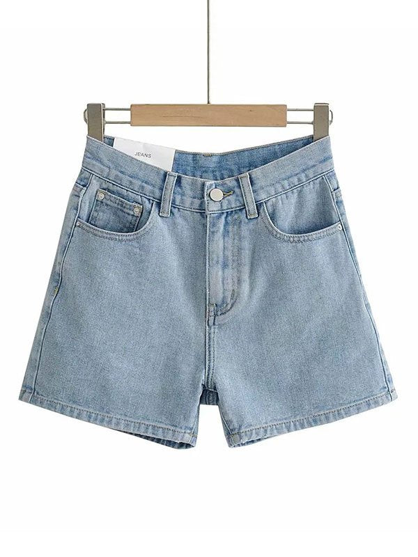 Basic Verwaschene Jeansshorts