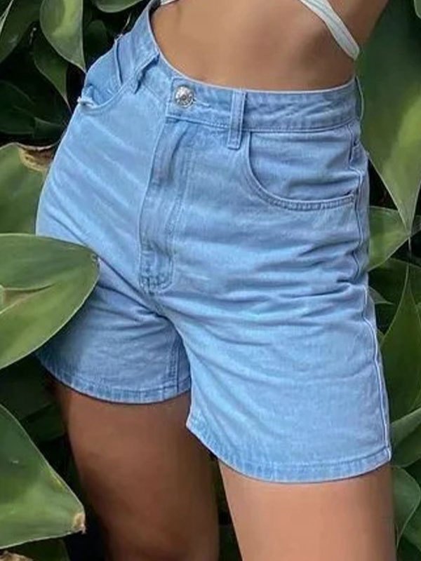 Basic Verwaschene Jeansshorts