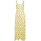 Yellow Cute Summer Maxi Dress with Floral Print