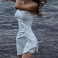 White Vintage Summer Beach Slim Mini Dress