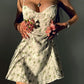 Grünes French Y2K Floral Print Slim Mini Dress