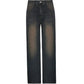 Faded Wash Dark Baggy Boyfriend Jeans