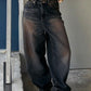 Faded Wash Dark Baggy Boyfriend Jeans