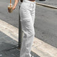 White Y2K Straight Leg High Waist Cargo Pants