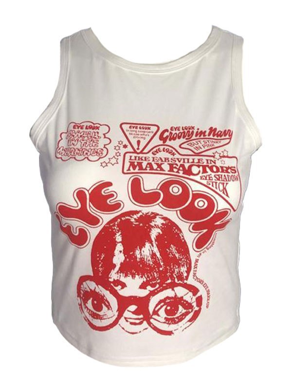 Crop tank top with eye look graphic