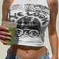 Crop tank top with eye look graphic