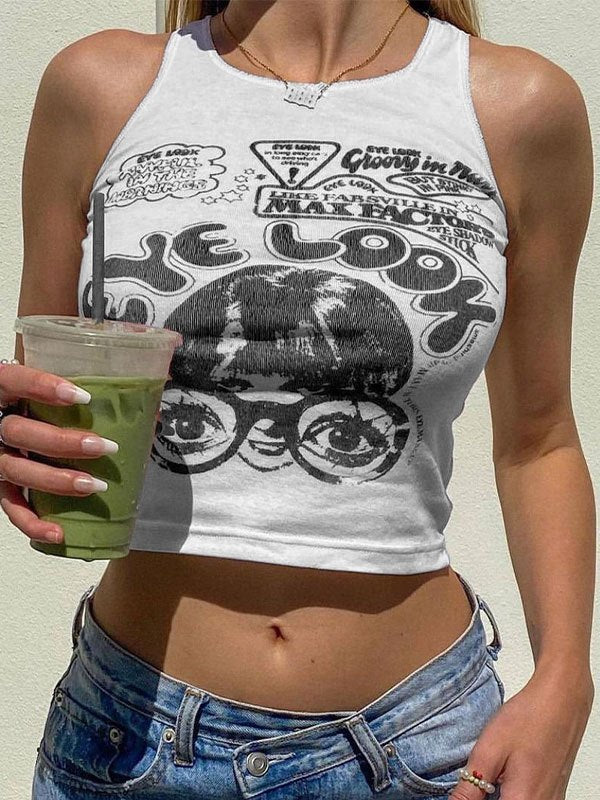 Crop Tank Top mit Eye Look Grafik