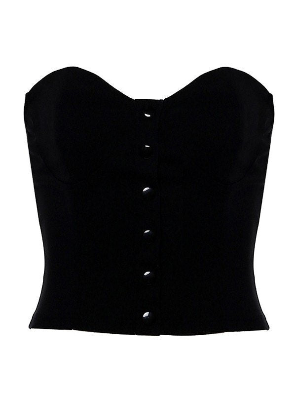 Top corsetto nero sexy con abbottonatura