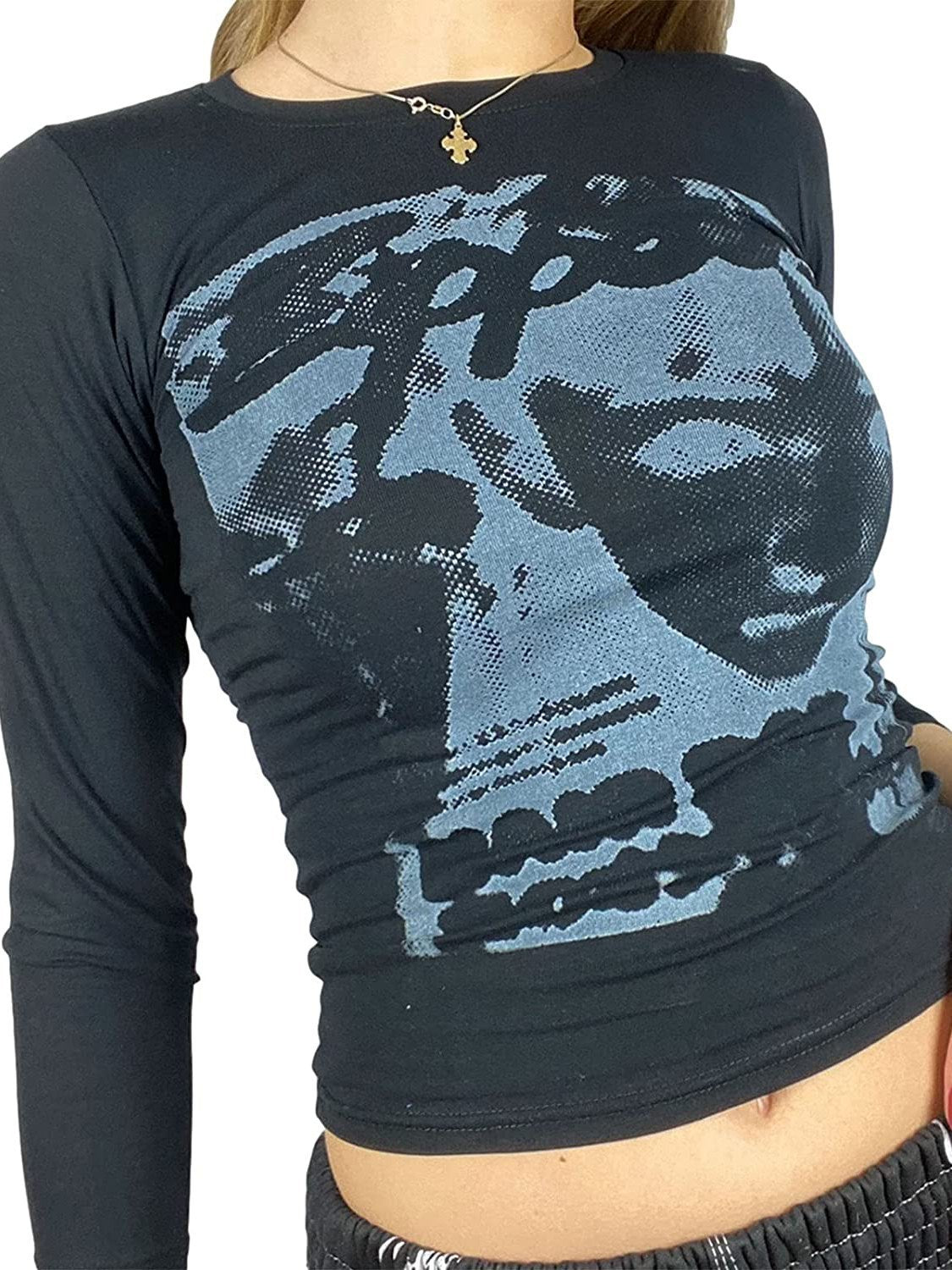 Black hip hop long sleeve shirt with pixel face print