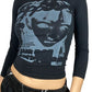 Black hip hop long sleeve shirt with pixel face print