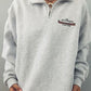 Graues Retro Sport Sweatshirt mit Reißverschluss und Aufgedrucktem Slogan