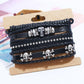 JY 4pcs Black Hip Hop Skull Pu Leather Bracelet Set/4pcs Black Hip Hop Skull Pu Leather Bracelet Set