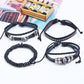 JY 4pcs Black Hip Hop Skull Pu Leather Bracelet Set/4pcs Black Hip Hop Skull Pu Leather Bracelet Set