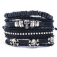 Punk 4 Teiliges PU Lederarmband Set mit Totenkopf