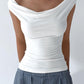 White vintage backless tank top with waterfall neckline