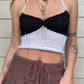 Mehrfarbiges Y2k Lace Up Strick Crop Top