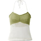 Mehrfarbiges Y2k Lace Up Strick Crop Top