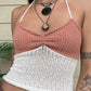 Mehrfarbiges Y2k Lace Up Strick Crop Top