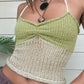 Mehrfarbiges Y2k Lace Up Strick Crop Top