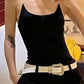 Black Vintage Slim Cami Top with Transparent Straps