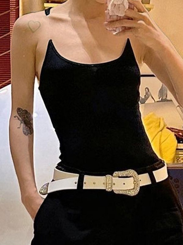 Schwarzes Vintage Slim Cami Top mit Transparenten Trägern