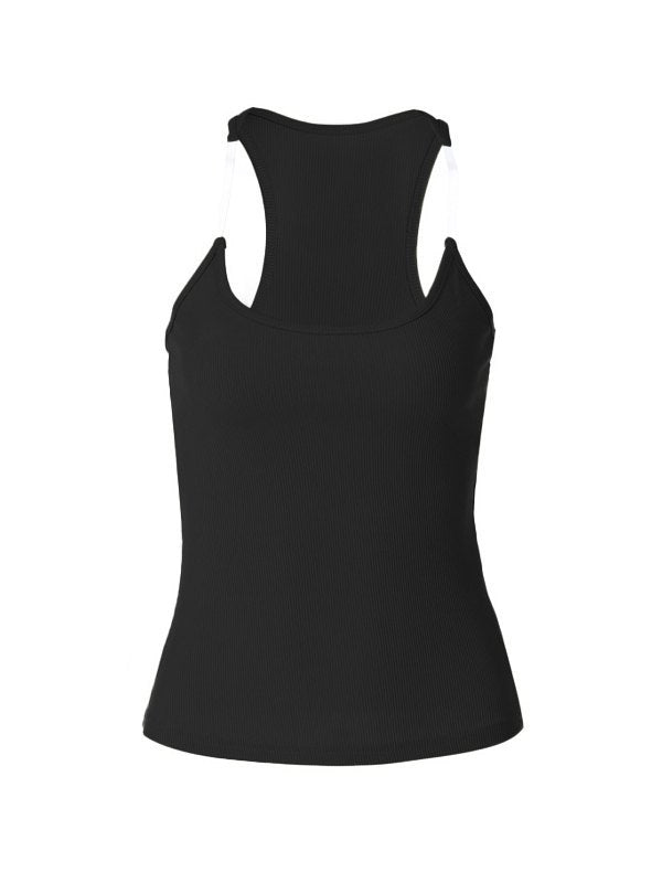 Black Vintage Slim Cami Top with Transparent Straps