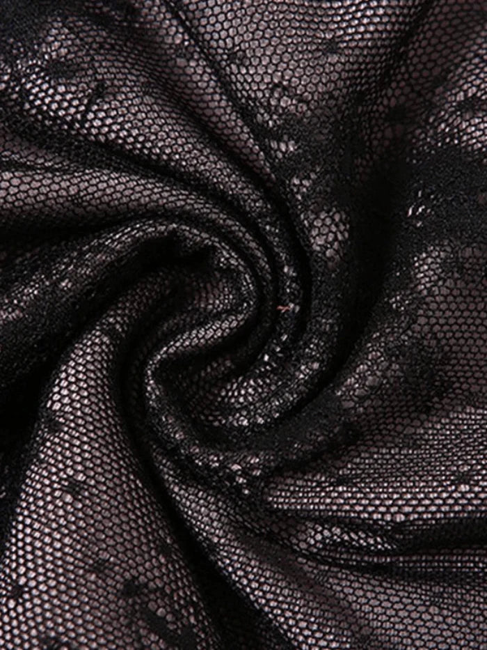 Kontrastfarbenes Vintage Spitzen Stitching Crop Cami Top
