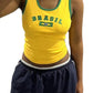 Contrast color retro letter embroidery scoop neck tank top