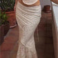 Beige Vintage Lace Asymmetrical Hem Mermaid Skirt