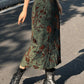 Gonna midi vintage con motivo floreale e rete