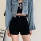 Black Classic Skinny High Waisted Denim Shorts